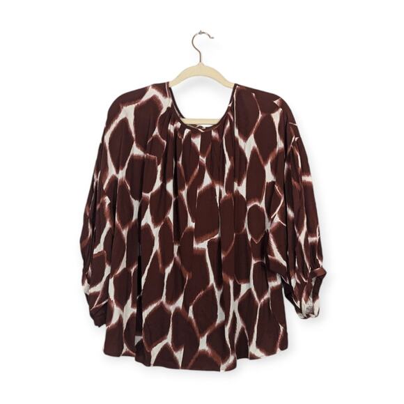 Anthropologie Corey Lynn Calter Brown & White Adventurerer Relaxed Blouse - Picture 2 of 8